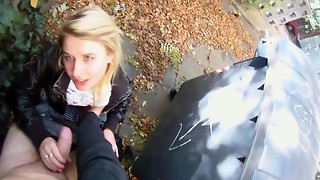 amateur, big tits, blonde, blowjob, european, glasses, handjob, hidden cams, money, outdoor